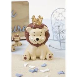 FIGURINE RÉSINE LION COURONNÉ DORÉE 10X7CM