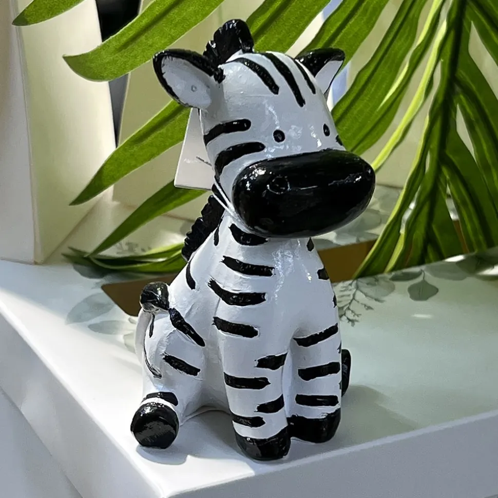 FIGURINE RÉSINE ZÈBRE ASSIS 10X7.8X6CM