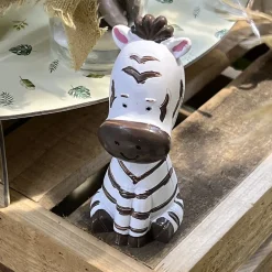 FIGURINE RÉSINE ZÈBRE JUNGLE 10X4.2CM BLANC