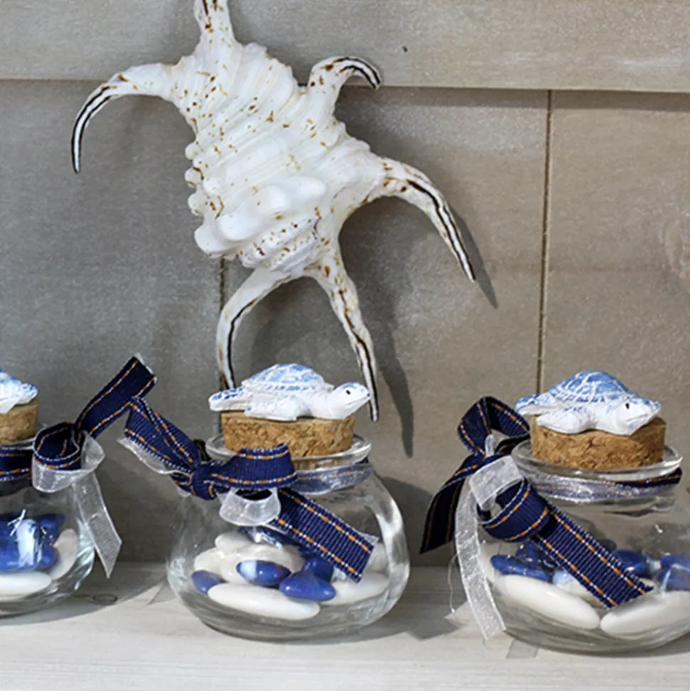3 FIGURINES RÉSINE TORTUES DE MER 4.4X3.4CM BLEU