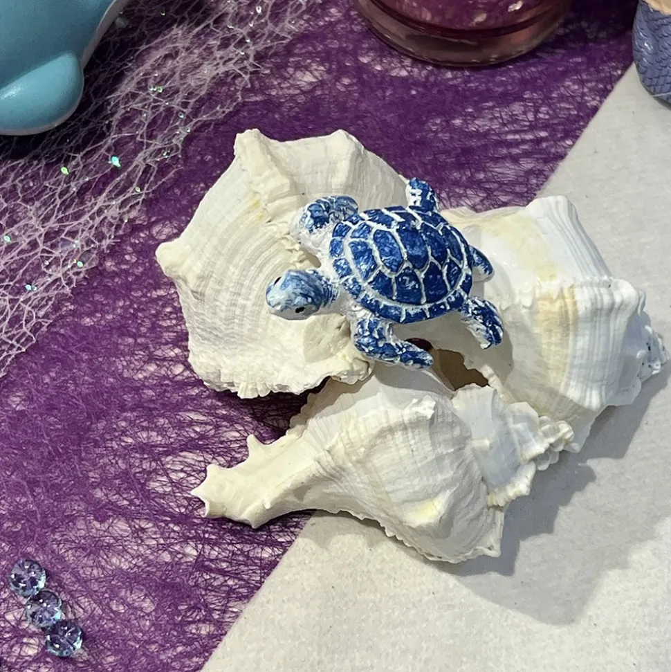 3 FIGURINES RÉSINE TORTUES DE MER 4.4X3.4CM BLEU