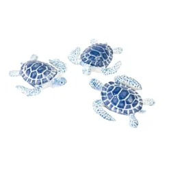 3 FIGURINES RÉSINE TORTUES DE MER 4.4X3.4CM BLEU