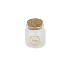 FIOLE VERRE AMOUR BOUCHON LIÈGE 4.5X5.5CM OR