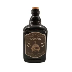 FLACON VERRE ÉTIQUETTE POISON CHAUDRON 19CM NOIR