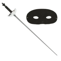 FLEURET ARGENT 63CM LOUP NOIR JUSTICIER MASQUÉ