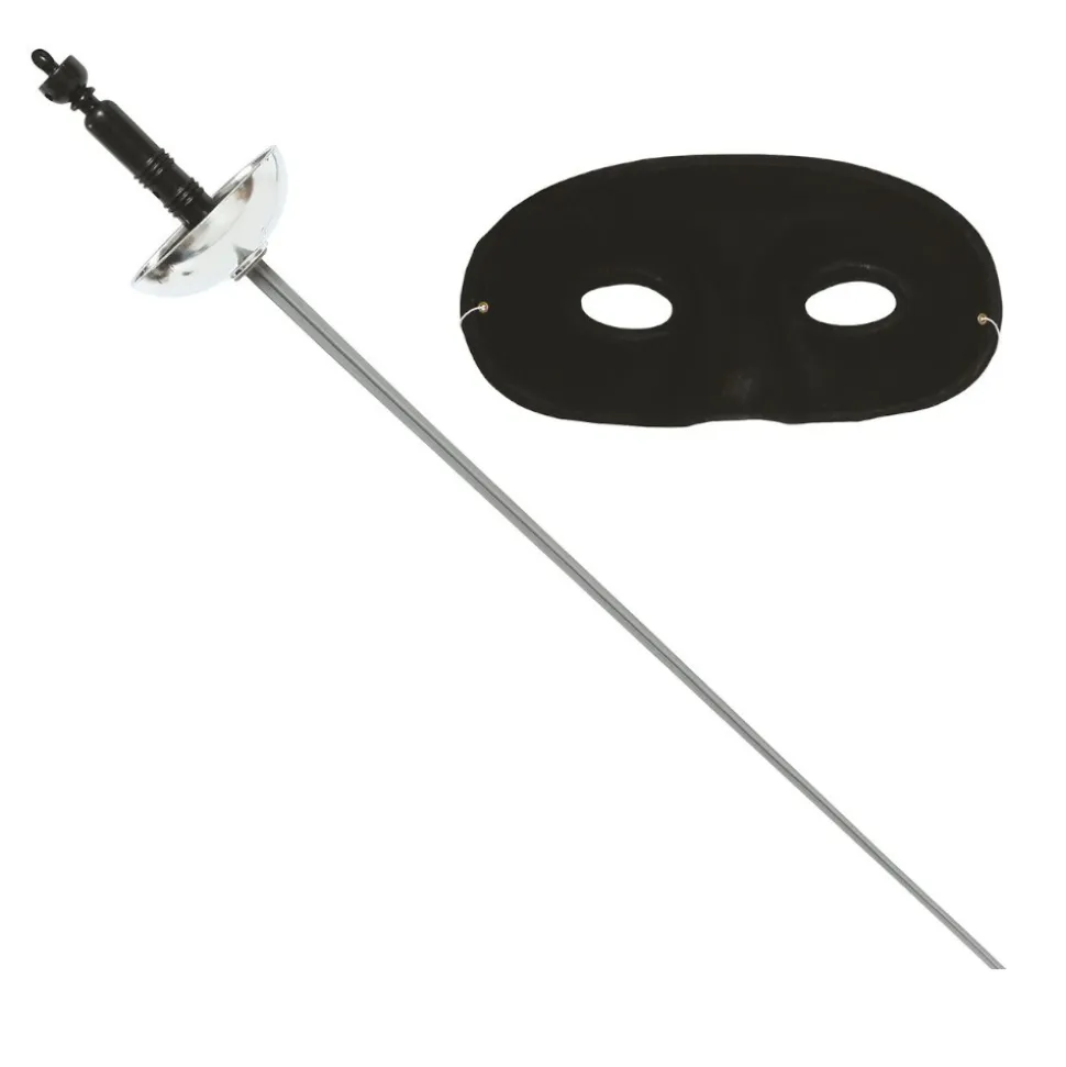 FLEURET ARGENT 63CM LOUP NOIR JUSTICIER MASQUÉ