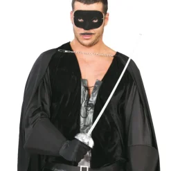 FLEURET ARGENT 63CM LOUP NOIR JUSTICIER MASQUÉ