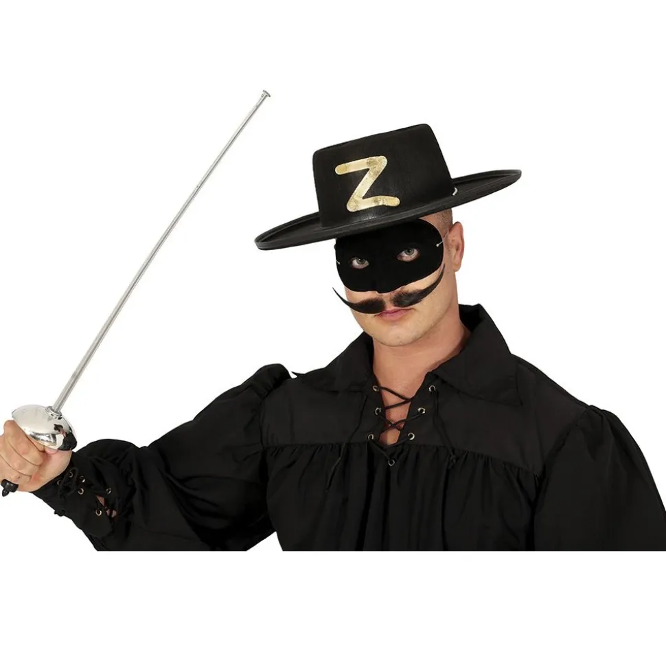 FLEURET ARGENT 63CM LOUP NOIR JUSTICIER MASQUÉ