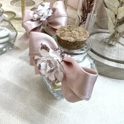 12 FLEURS BLANC PAPIER PAILLETÉ 9X2.5CM ROSE GOLD