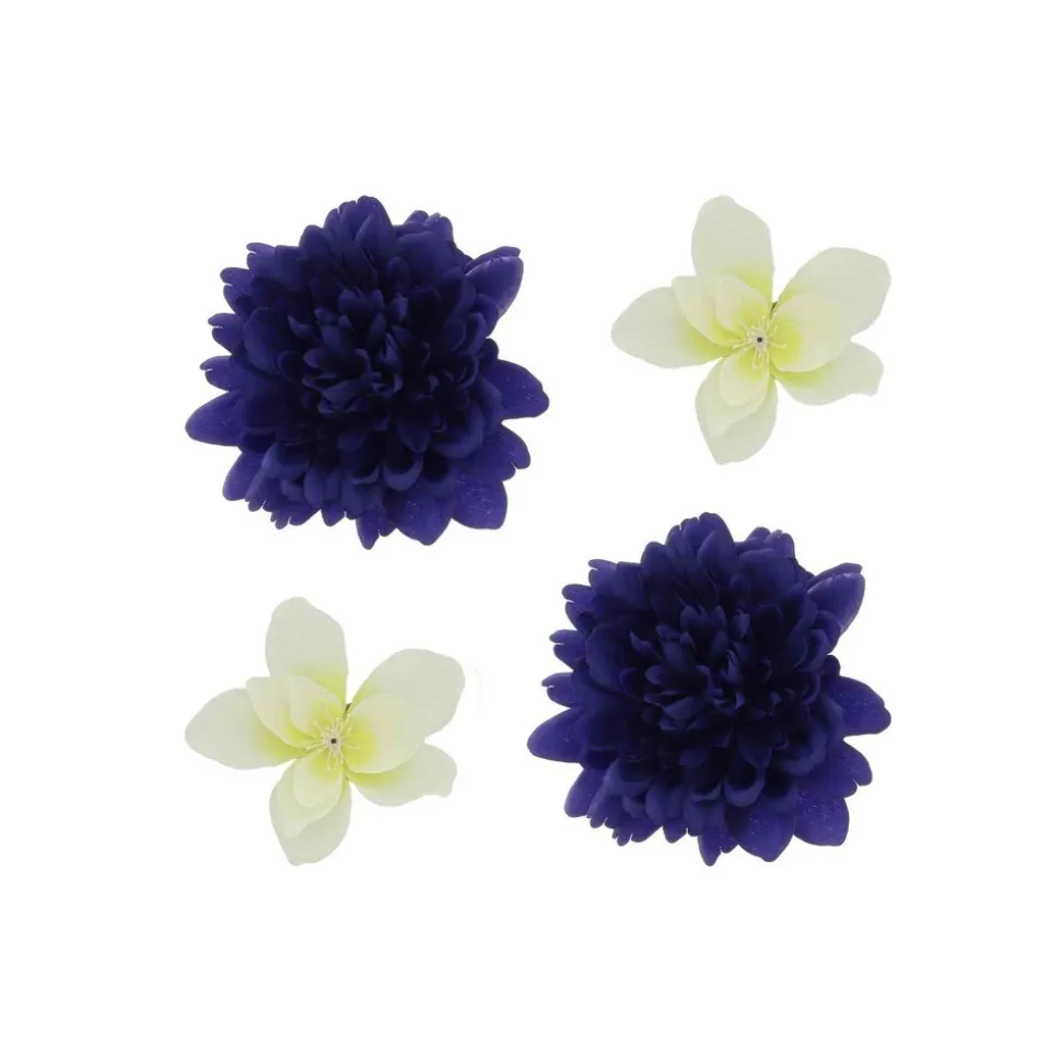 4 FLEURS DAHLIA MAGNOLIA ARTFICIEL 8-12.5CM INDIGO