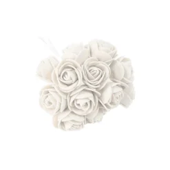 24 FLEURS DÉCO ROSETTE MOUSSE 11X2CM BLANC