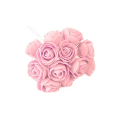 24 FLEURS DÉCO ROSETTE MOUSSE 11X2CM ROSE