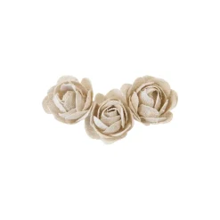 6 FLEURS DÉCO ROSETTE TOILE 3X2CM NATURE