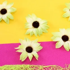 24 FLEURS MARGUERITE SANS TIGE TISSU 5CM VERT