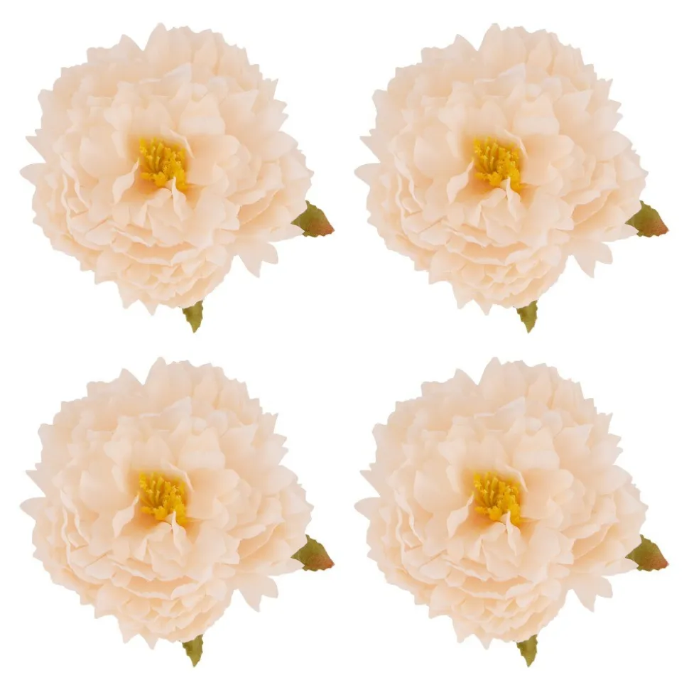 4 FLEURS PIVOINE ARTIFICIEL 9CM AMANDE