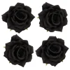 4 FLEURS ROSE ARTIFICIELLE POLYESTER 9.5CM NOIR