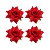 4 FLEURS ROSE ARTIFICIELLE VELOUTÉ 10CMX5CM ROUGE
