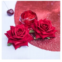 4 FLEURS ROSE ARTIFICIELLE VELOUTÉ 10CMX5CM ROUGE