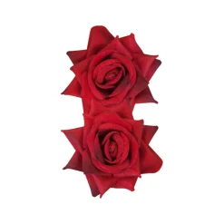 2 FLEURS ROSE DIAMANT À ATTACHER 9X4CM ROUGE