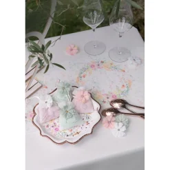 12 FLEURS TISSU 4.5X4.5CM ROSE