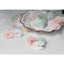 12 FLEURS TISSU 4.5X4.5CM ROSE