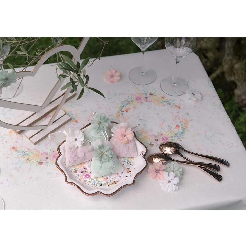 12 FLEURS TISSU 4.5X4.5CM ROSE