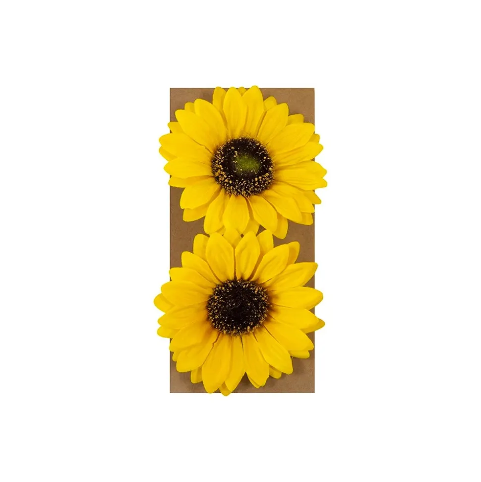 2 FLEURS TOURNESOL ARTIFICIELLE 9CM JAUNE