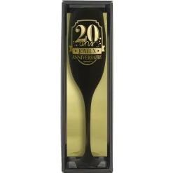 FLÛTE À CHAMPAGNE VERRE 20ANS 24CM NOIR OR