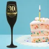 FLÛTE À CHAMPAGNE VERRE 30ANS 24CM NOIR OR