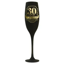 FLÛTE À CHAMPAGNE VERRE 30ANS 24CM NOIR OR