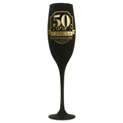 FLÛTE À CHAMPAGNE VERRE 50ANS 24CM NOIR OR