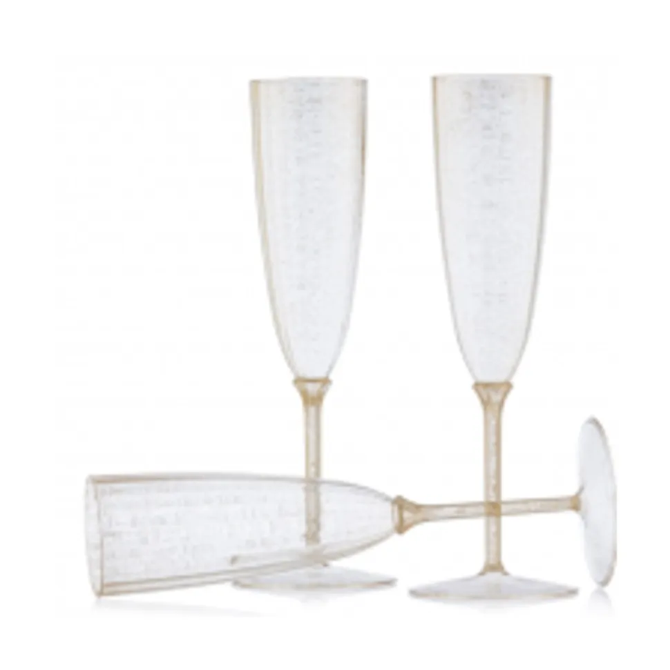8 FLÛTES À CHAMPAGNE LUXE 200ML - OR PAILLETÉ