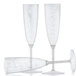 8 FLÛTES À CHAMPAGNE LUXE 200ML - PAILLETÉ ARGENT