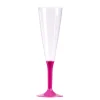 10 FLÛTES À CHAMPAGNE RÉUTILISABLES 13CL PIED FUCHSIA