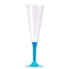 10 FLÛTES À CHAMPAGNE RÉUTILISABLES 13CL PIED BLEU TURQUOISE
