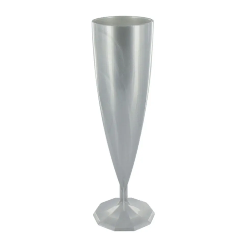 10 FLÛTES À CHAMPAGNE RÉUTILISABLES 13.5CL ARGENT