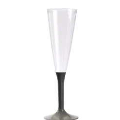 10 FLÛTES À CHAMPAGNE RÉUTILISABLES 13CL PIED TAUPE