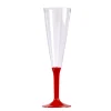 10 FLÛTES À CHAMPAGNE RÉUTILISABLES 13CL PIED ROUGE
