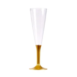 10 FLÛTES À CHAMPAGNE RÉUTILISABLES 13CL PIED OR