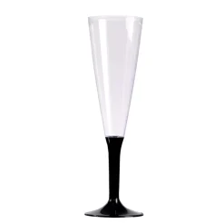 10 FLÛTES À CHAMPAGNE RÉUTILISABLES 13CL PIED NOIR