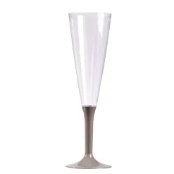 10 FLÛTES À CHAMPAGNE RÉUTILISABLES 13CL PIED GRIS ARGENT