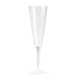 10 FLÛTES À CHAMPAGNE RÉUTILISABLES 13CL PIED BLANC