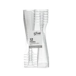 12 FLUTES À CHAMPAGNE PLASTIQUE RÉUTILISABLE 15CL