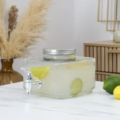 FONTAINE DISTRIBUTEUR BOISSON VERRE STRIÉ CARRÉ 3L