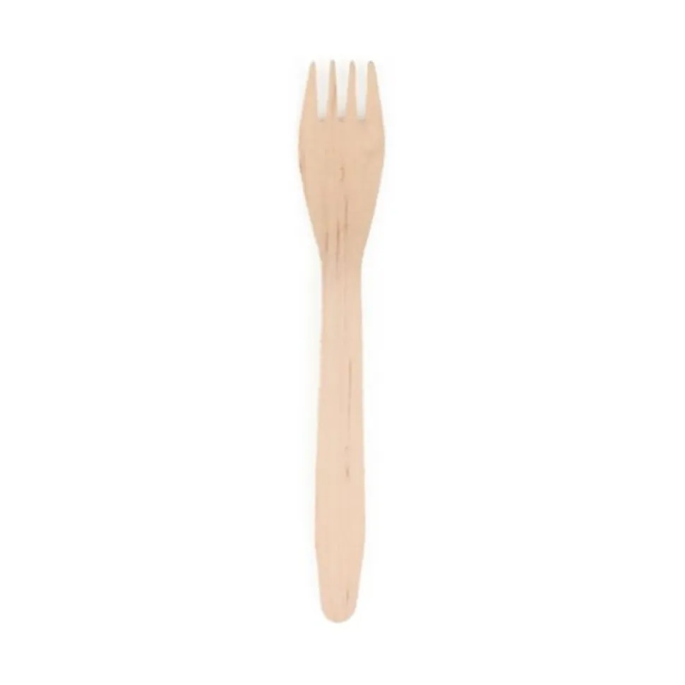 25 FOURCHETTES BOIS BIODÉGRADABLE 16CM NATUREL