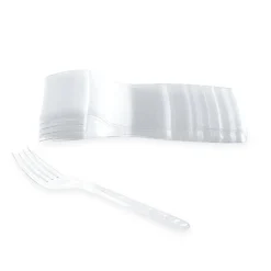 100 FOURCHETTES RÉUTILISABLES 18CM TRANSPARENT
