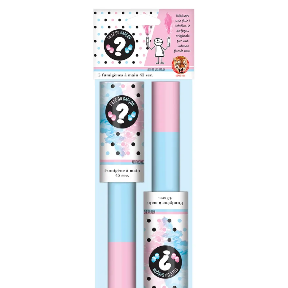 2 FUMIGÈNES À MAIN BABY SHOWER ROSE - T1
