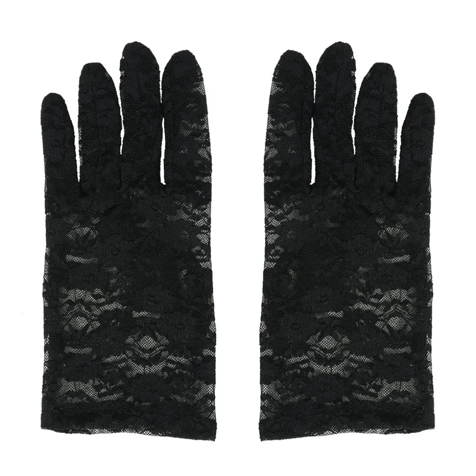 GANTS COURTS DENTELLE ADULTE 22CM NOIR
