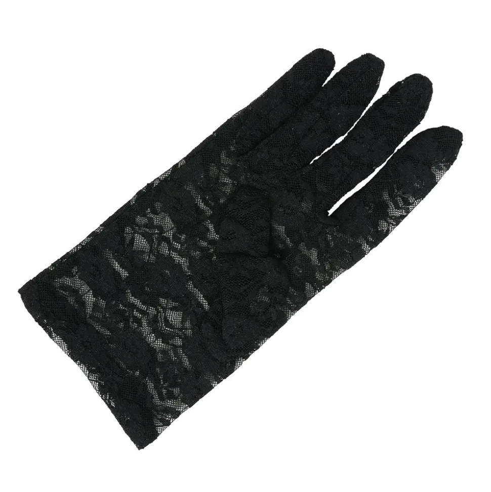 GANTS COURTS DENTELLE ADULTE 22CM NOIR