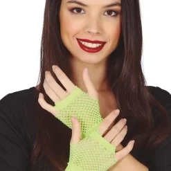 GANTS COURTS RÉSILLE 11CM ADULTE FLUO VERT